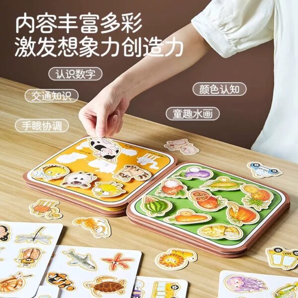 Magic Water Drawing Book for Kids, Reusable Coloring Book with 4 Themes & Water Pen, Mess-Free Travel Toy & Educational Busy Book for Toddlers Ages 3+